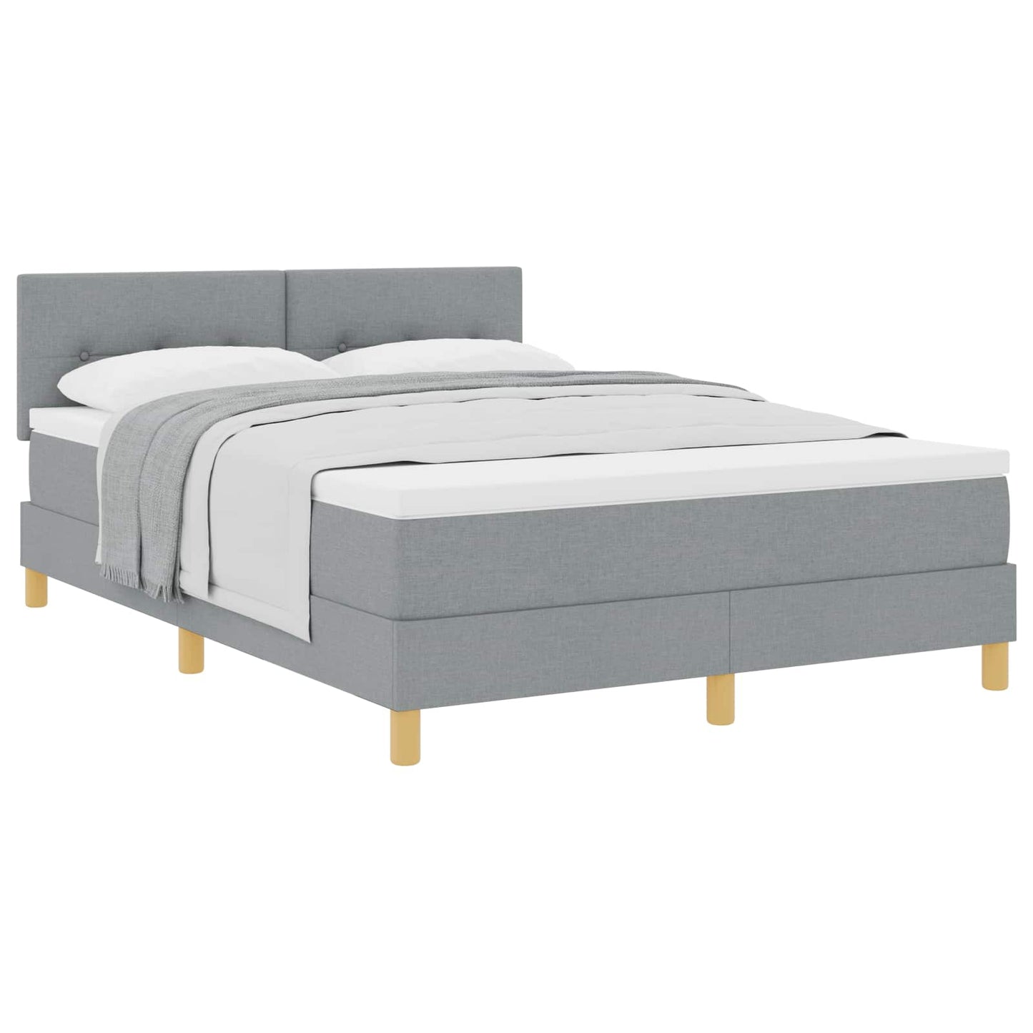 Boxspringbett mit Kissen Hellgrau 140 x 200 cm Stoff