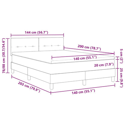 Boxspringbett mit Kissen Schwarz 140 x 200 cm Stoff