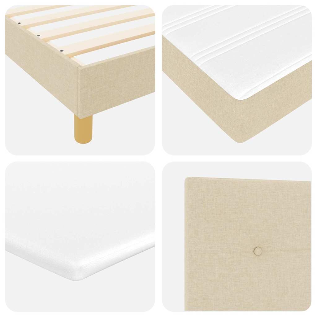 Boxspringbett mit Kissen mit Kopfteil Creme 140 x 200 cm Stoff