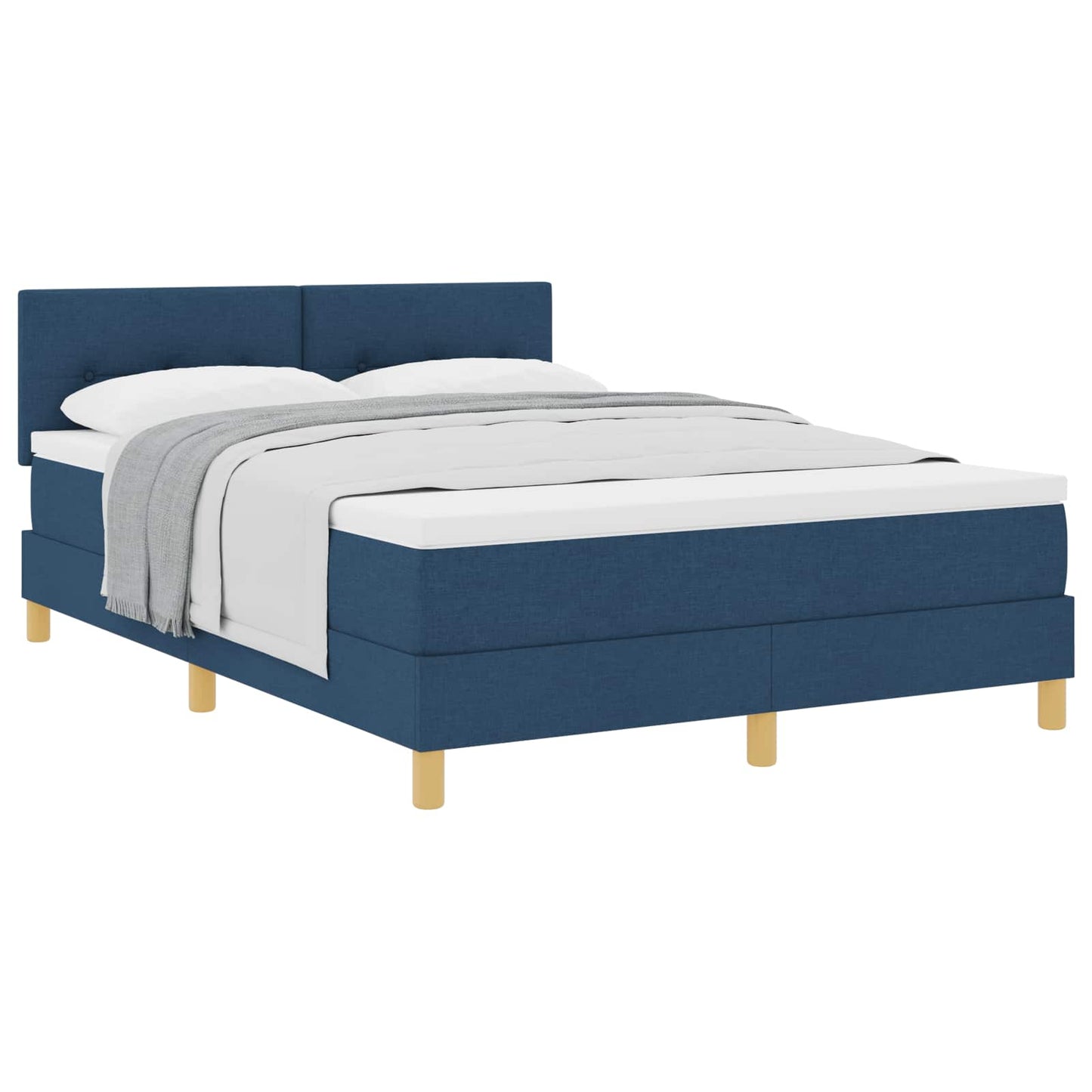 Boxspringbett mit Kissen mit Kopfteil Blau 140 x 200 cm Stoff