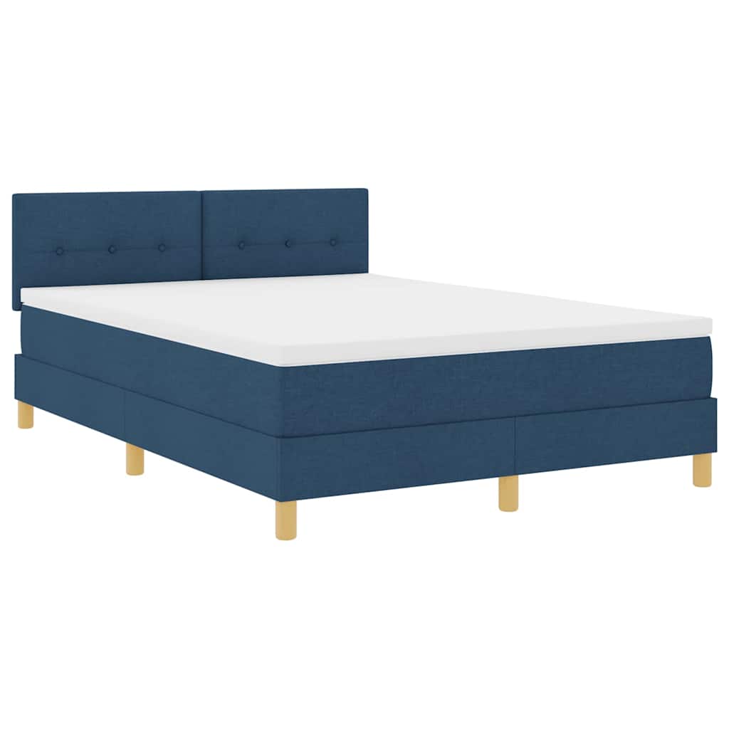 Boxspringbett mit Kissen mit Kopfteil Blau 140 x 200 cm Stoff