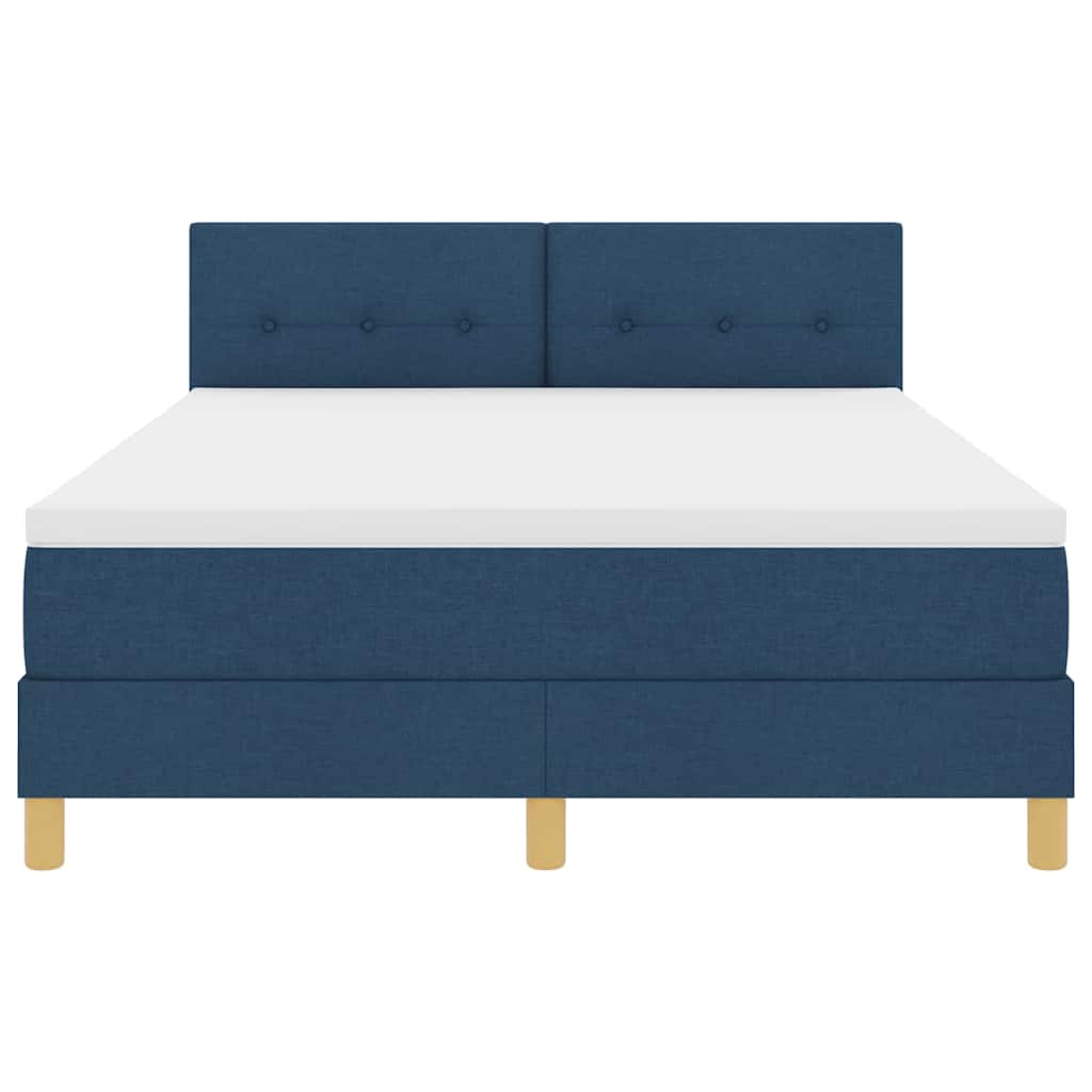 Boxspringbett mit Kissen mit Kopfteil Blau 140 x 200 cm Stoff