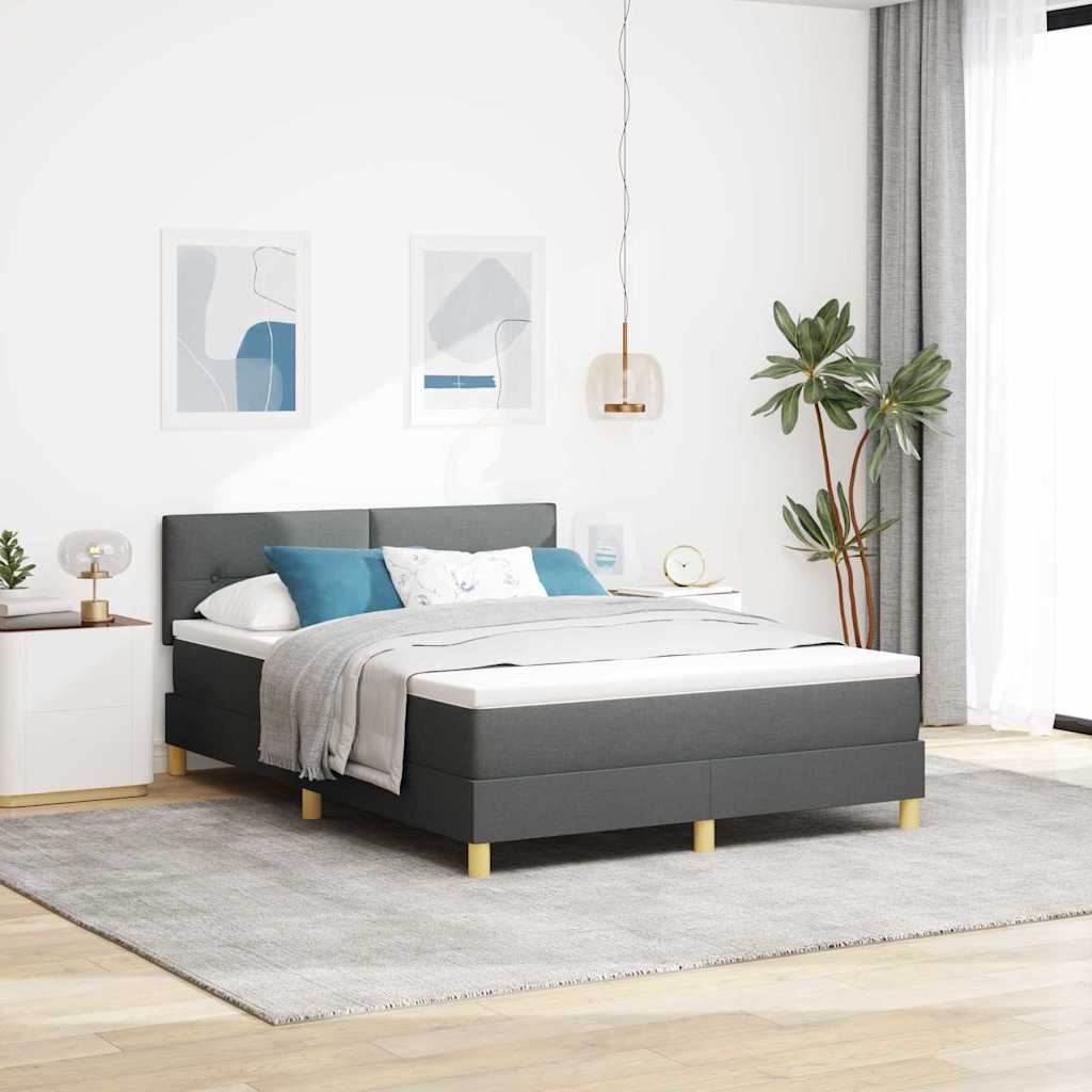 Boxspringbett mit Kissen Dunkelgrau 160 x 200 cm Stoff