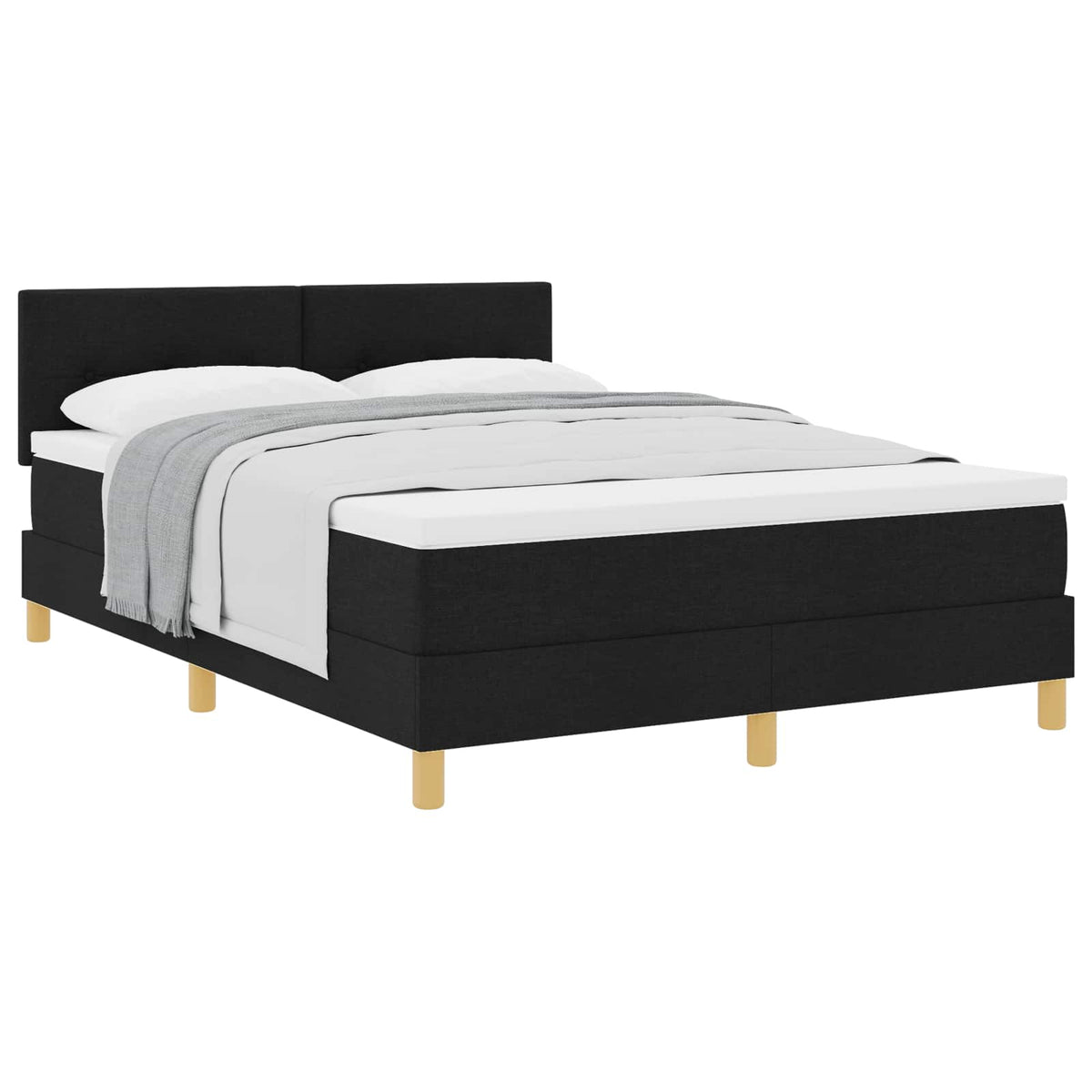 Boxspringbett mit Kissen Schwarz 160 x 200 cm Stoff