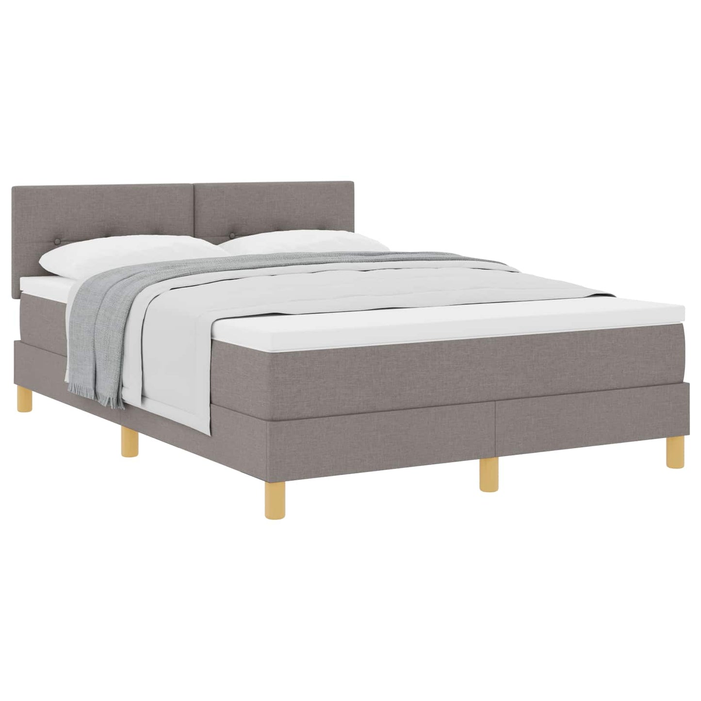 Boxspringbett mit Kissen mit Kopfteil Taupe 160 x 200 cm Stoff