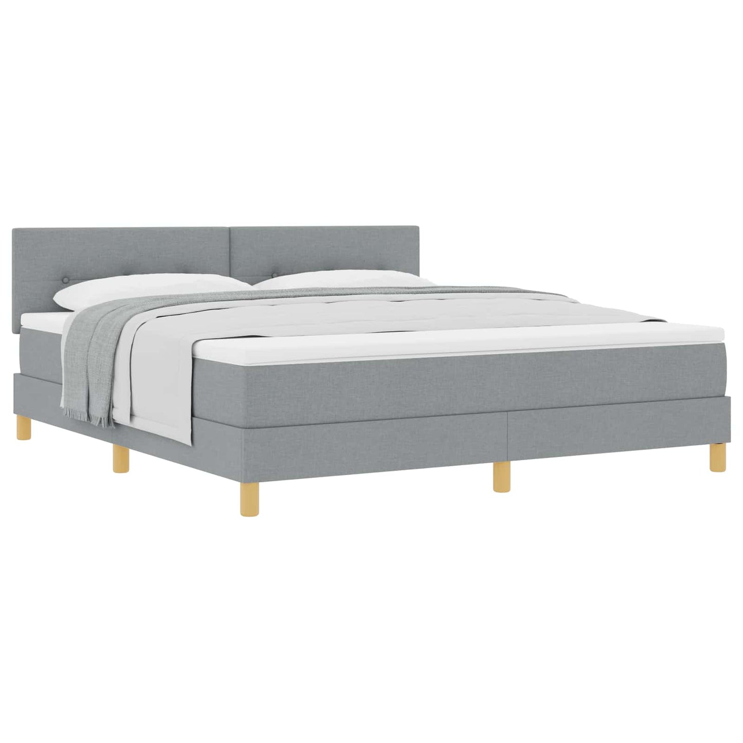 Boxspringbett mit Kissen Hellgrau 180 x 200 cm Stoff
