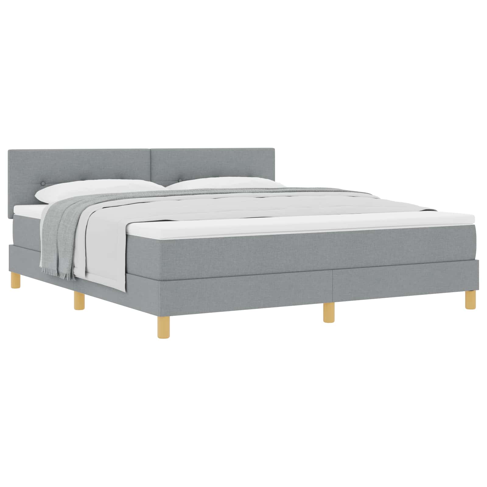 Boxspringbett mit Kissen Hellgrau 180 x 200 cm Stoff