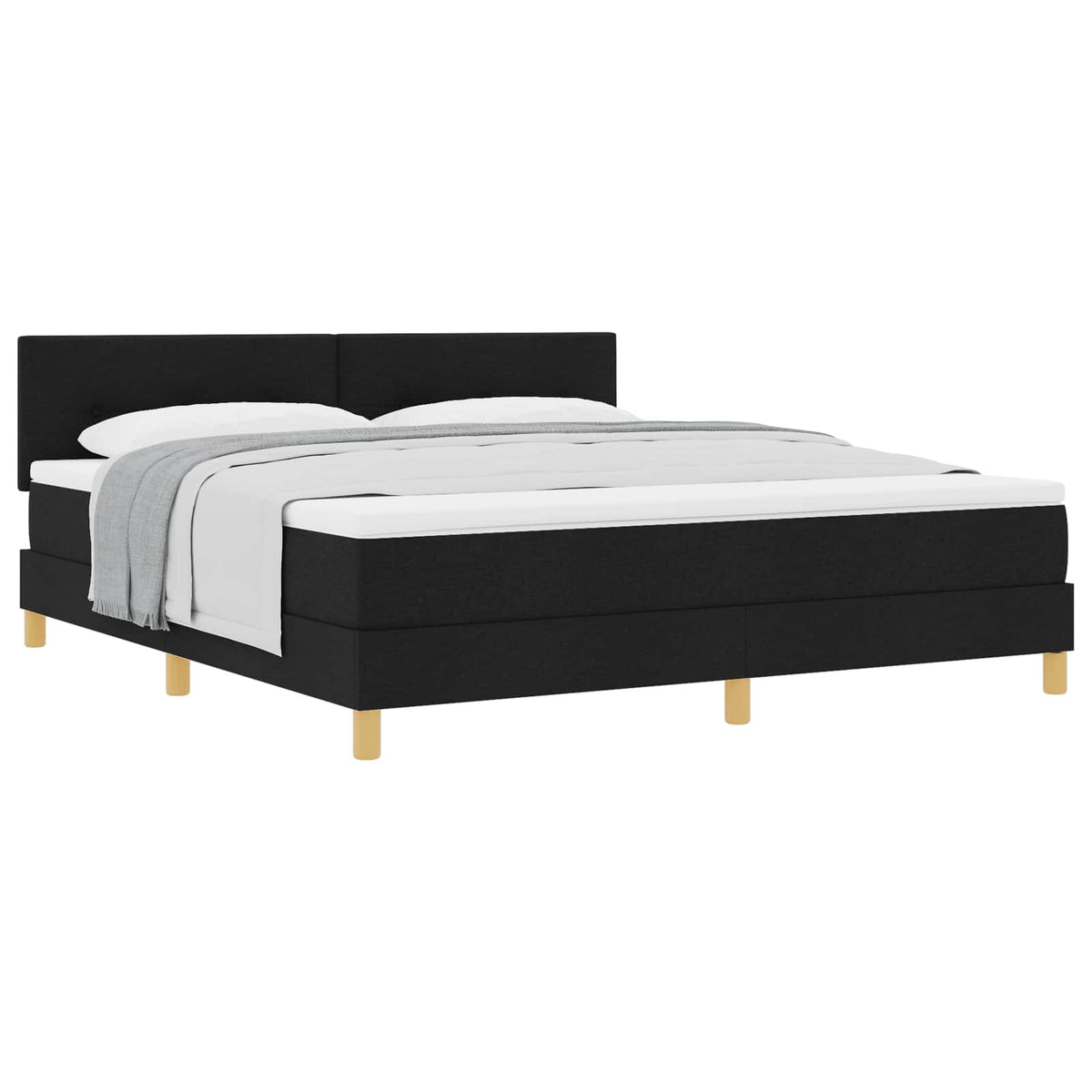 Boxspringbett mit Kissen Schwarz 180 x 200 cm Stoff