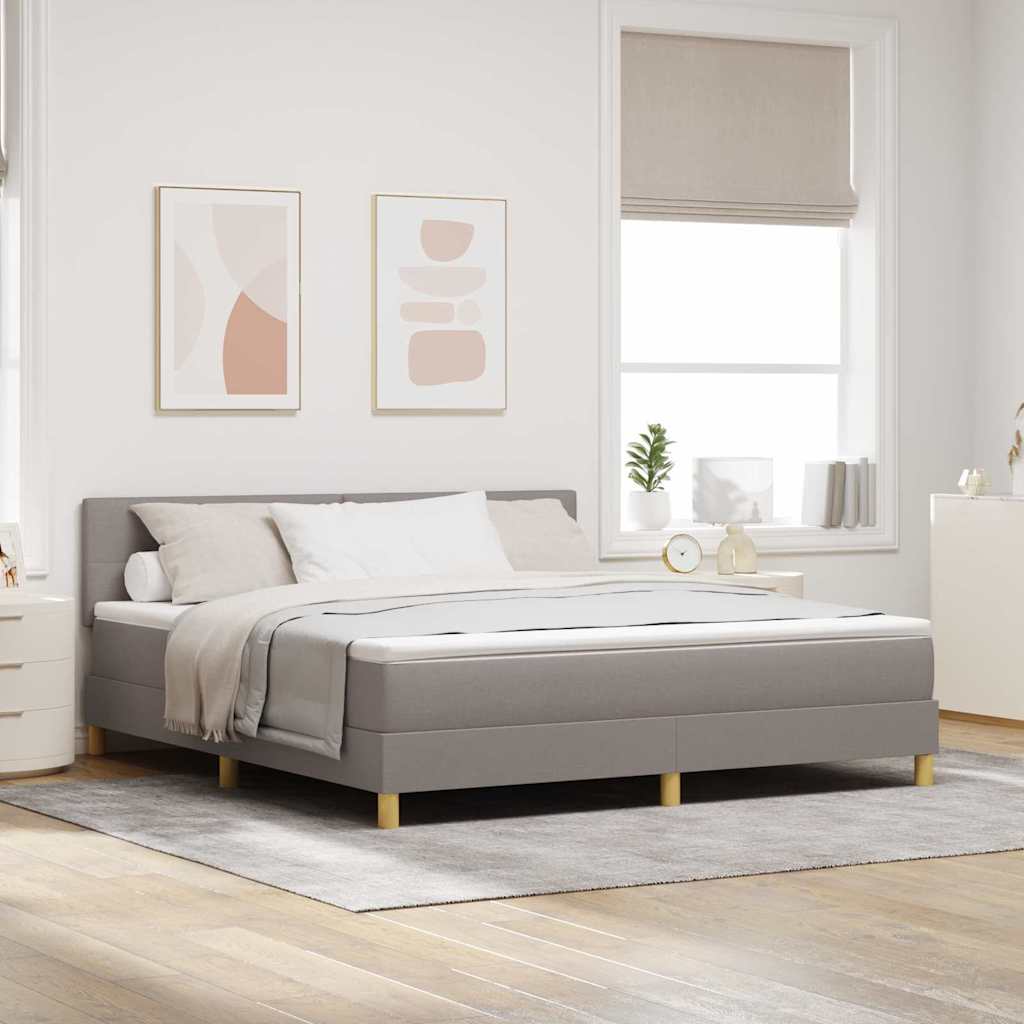 Boxspringbett mit Kissen mit Kopfteil Taupe 180 x 200 cm Stoff