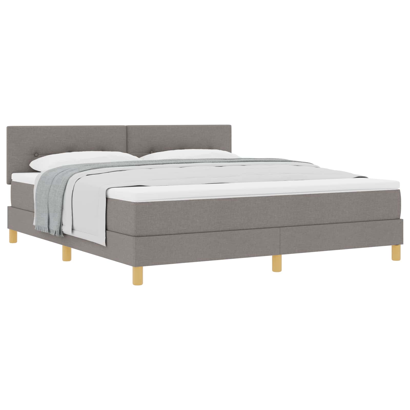 Boxspringbett mit Kissen mit Kopfteil Taupe 180 x 200 cm Stoff