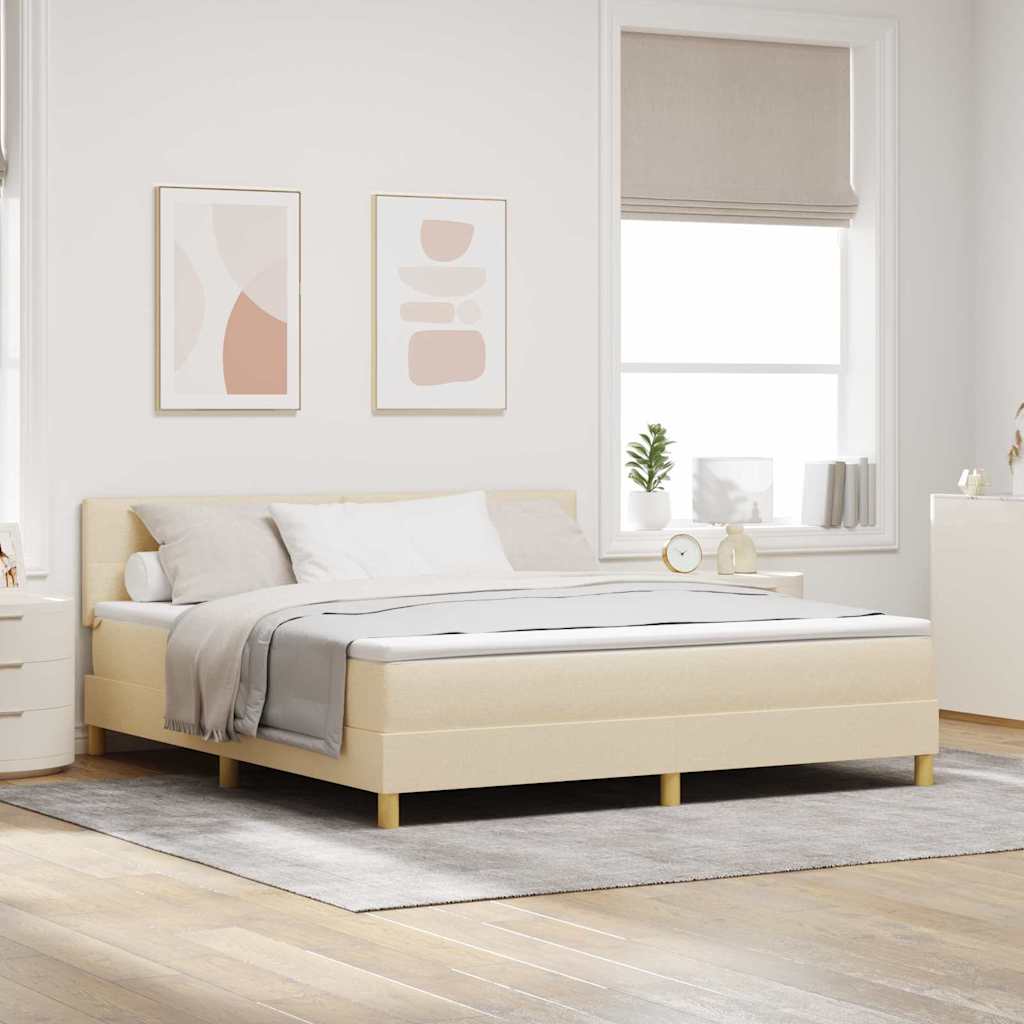 Boxspringbett mit Kissen mit Kopfteil Creme 180 x 200 cm Stoff