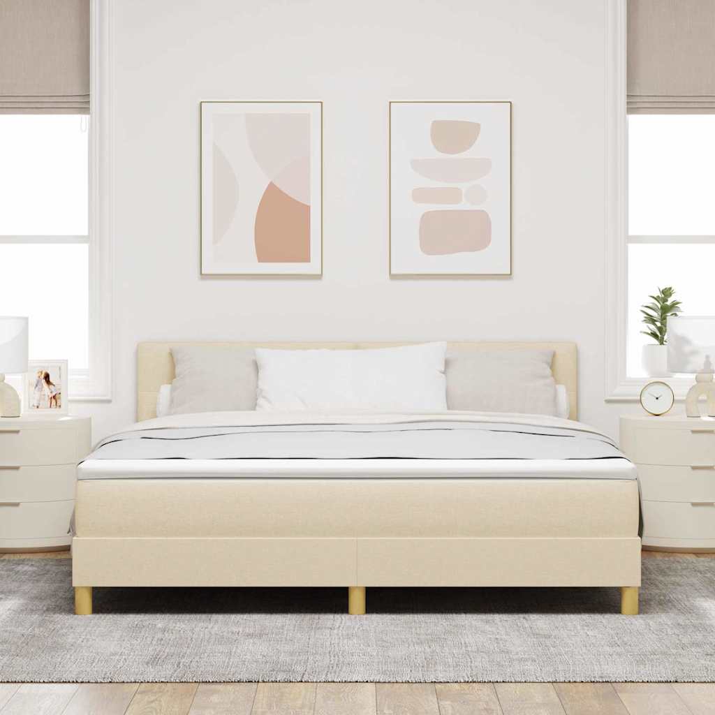 Boxspringbett mit Kissen mit Kopfteil Creme 180 x 200 cm Stoff