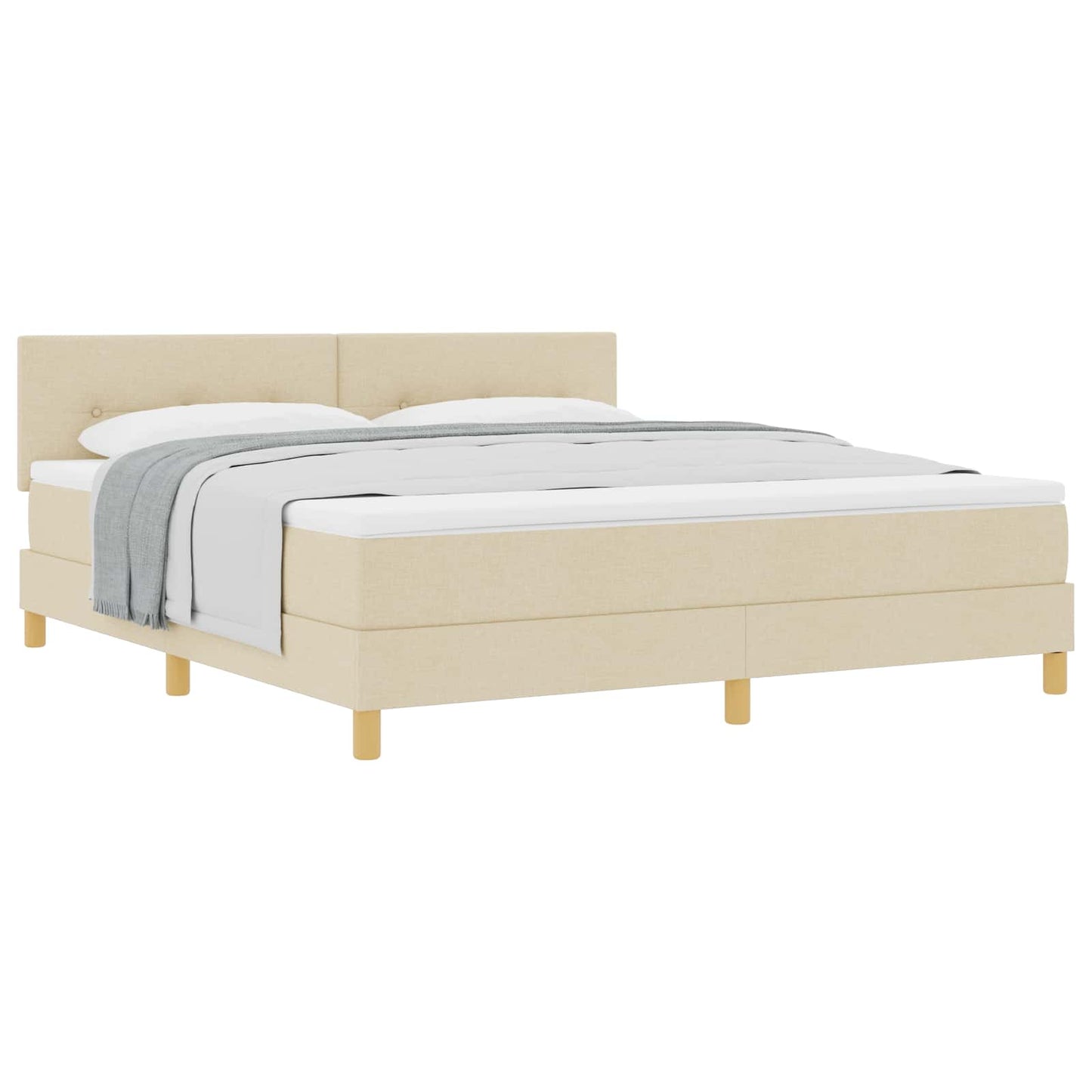 Boxspringbett mit Kissen mit Kopfteil Creme 180 x 200 cm Stoff