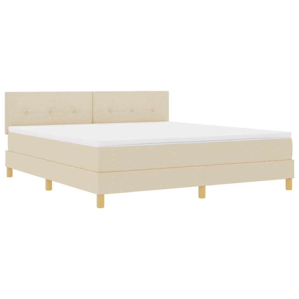 Boxspringbett mit Kissen mit Kopfteil Creme 180 x 200 cm Stoff