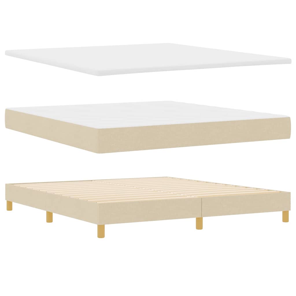 Boxspringbett mit Kissen mit Kopfteil Creme 180 x 200 cm Stoff