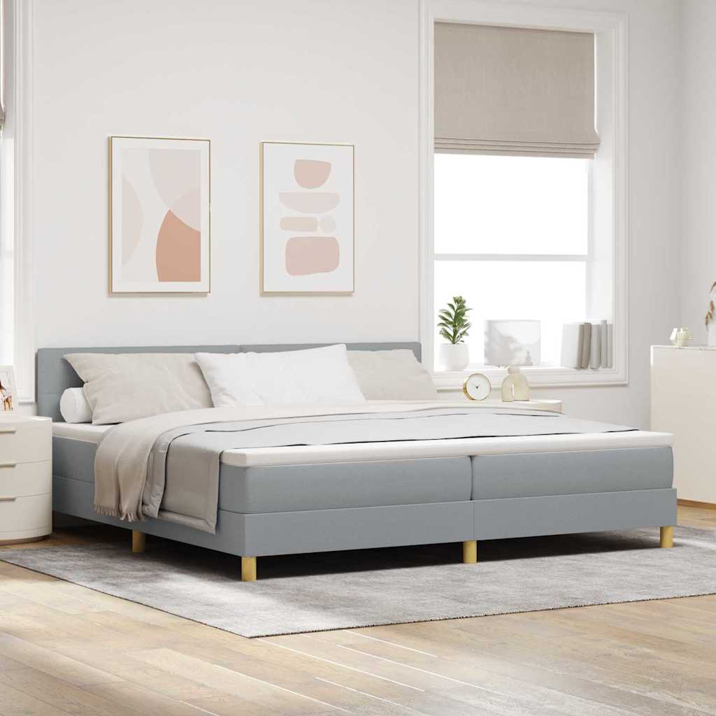 Boxspringbett mit Kissen Hellgrau 200 x 200 cm Stoff