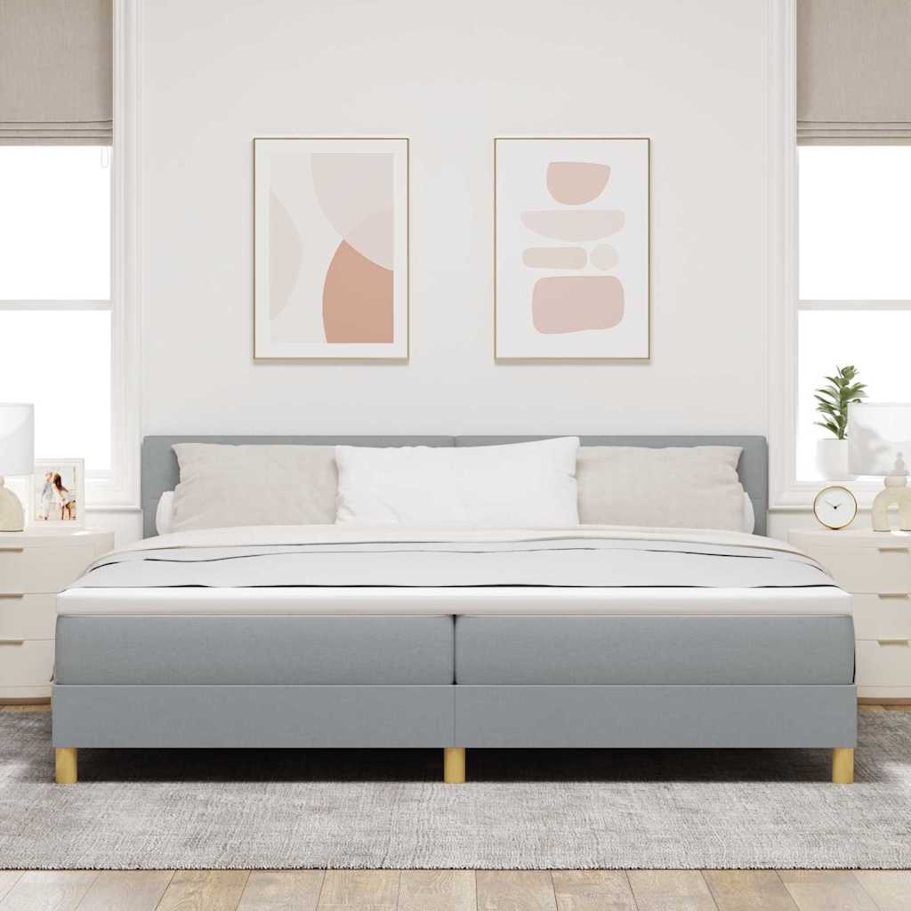 Boxspringbett mit Kissen Hellgrau 200 x 200 cm Stoff