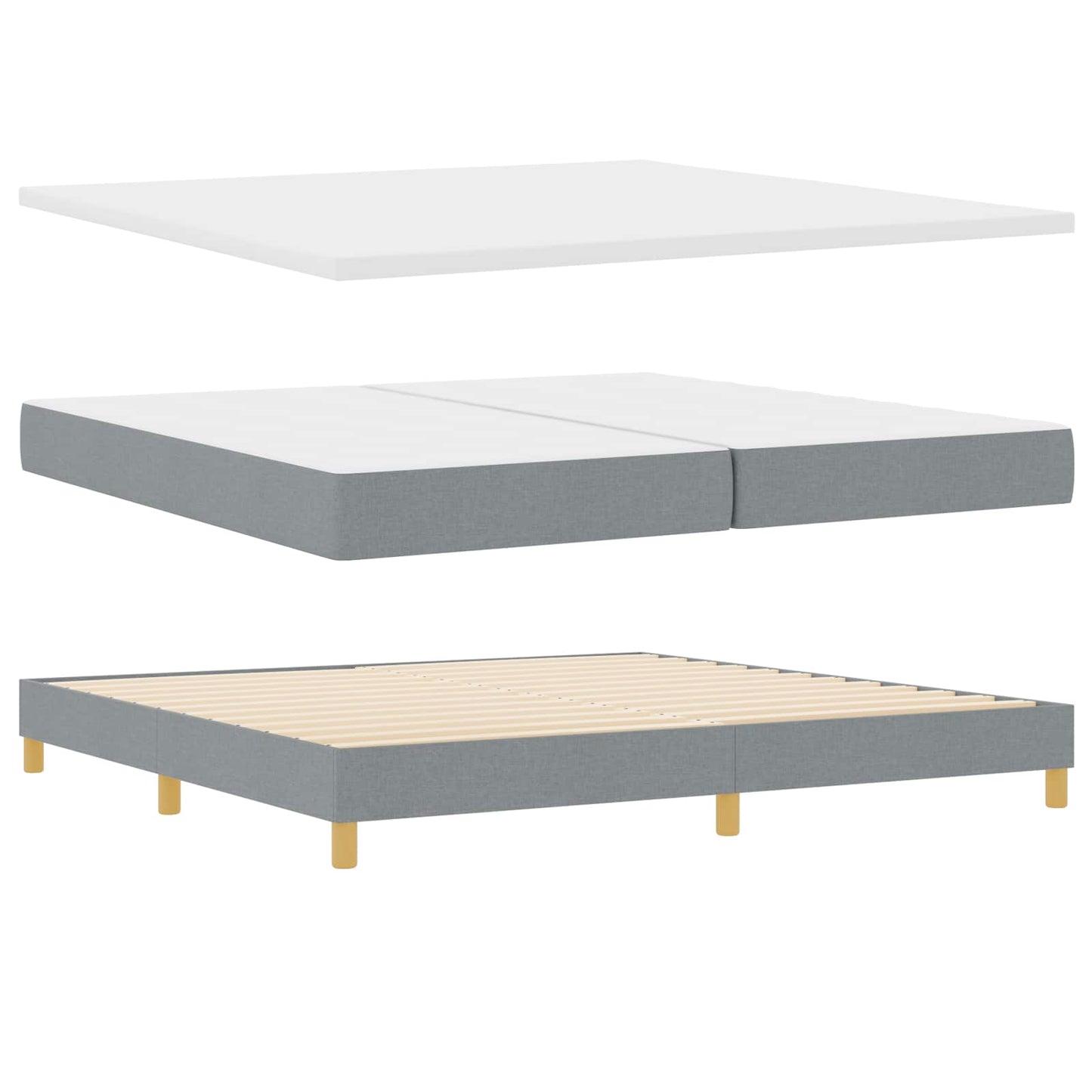 Boxspringbett mit Kissen Hellgrau 200 x 200 cm Stoff