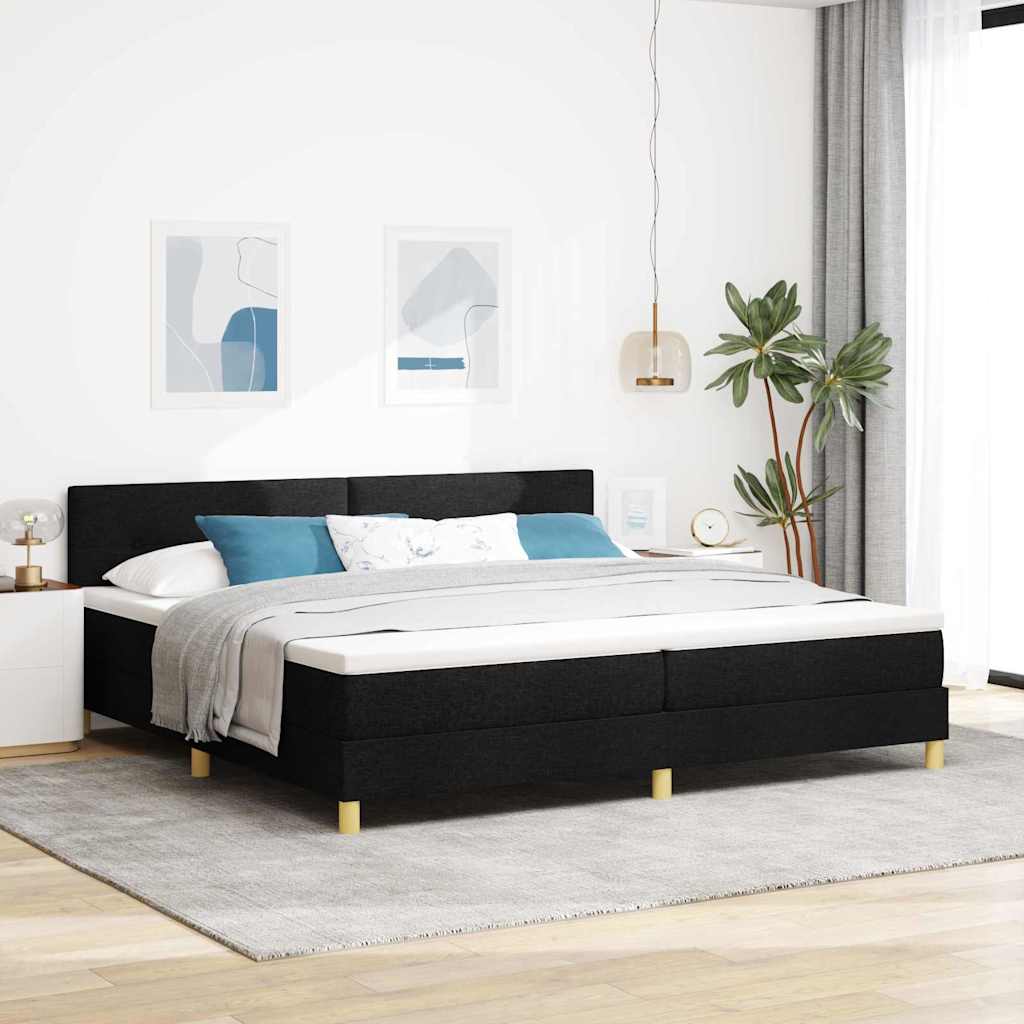 Boxspringbett mit Kissen Schwarz 200 x 200 cm Stoff
