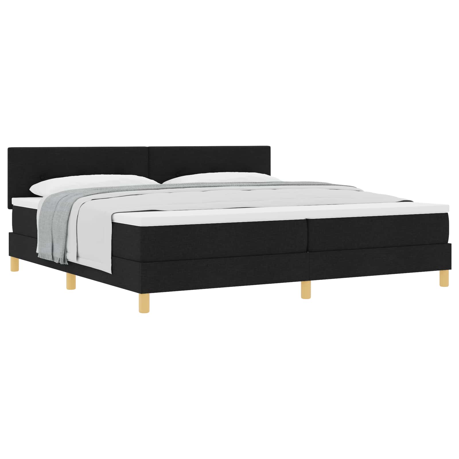 Boxspringbett mit Kissen Schwarz 200 x 200 cm Stoff