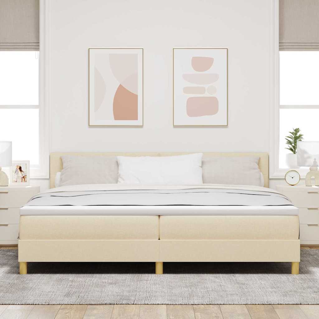 Boxspringbett mit Kissen mit Kopfteil Creme 200 x 200 cm Stoff