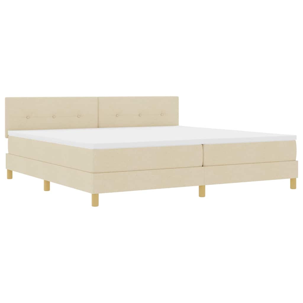 Boxspringbett mit Kissen mit Kopfteil Creme 200 x 200 cm Stoff