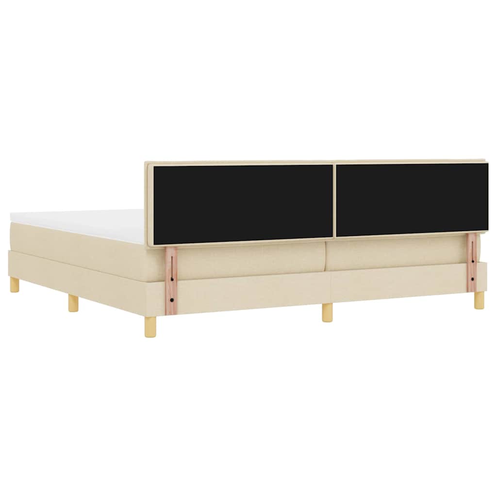 Boxspringbett mit Kissen mit Kopfteil Creme 200 x 200 cm Stoff