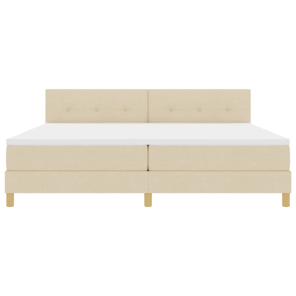 Boxspringbett mit Kissen mit Kopfteil Creme 200 x 200 cm Stoff