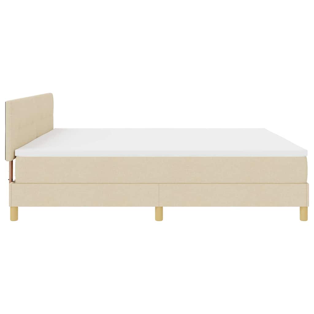 Boxspringbett mit Kissen mit Kopfteil Creme 200 x 200 cm Stoff