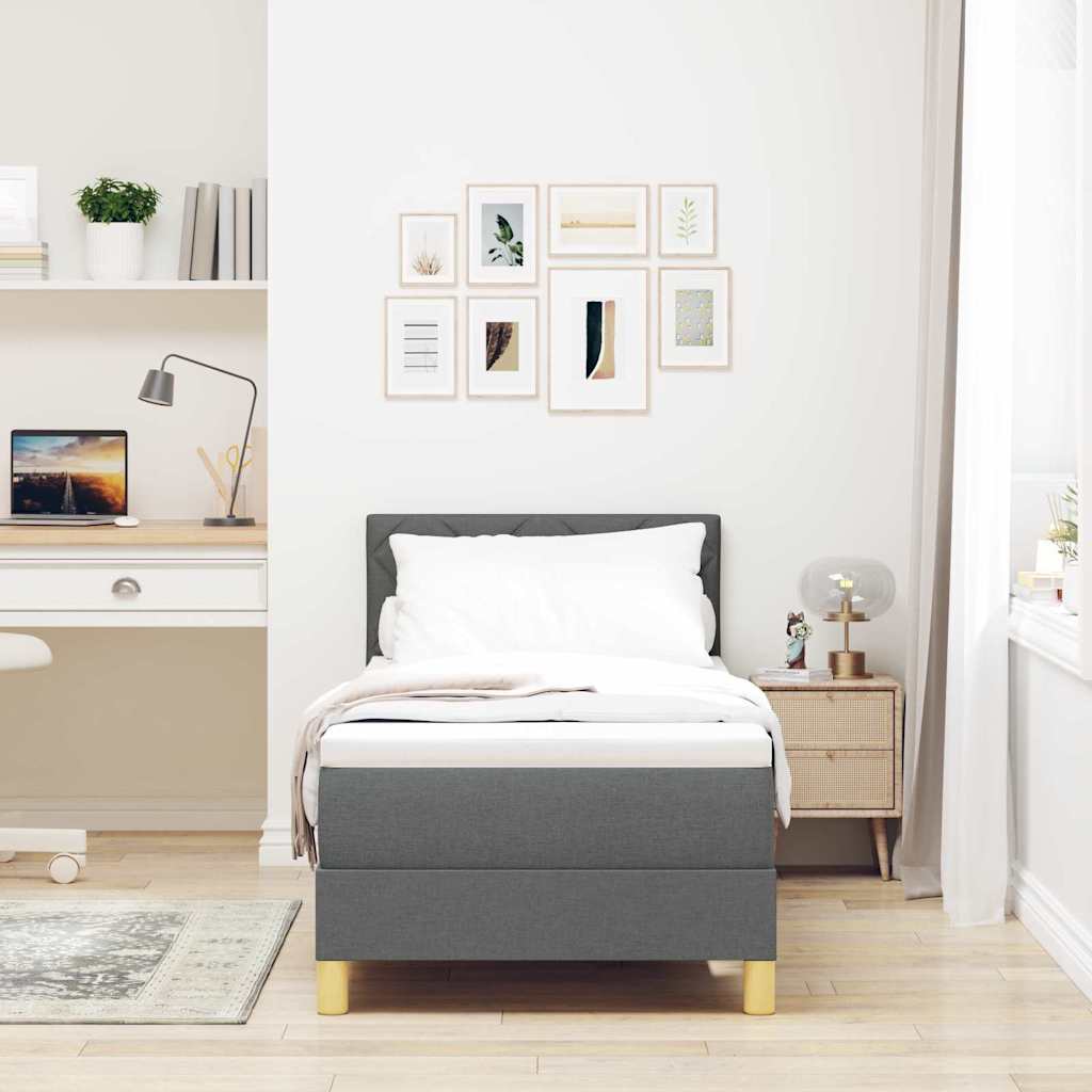 Boxspringbett mit Kissen Dunkelgrau 80 x 200 cm Stoff