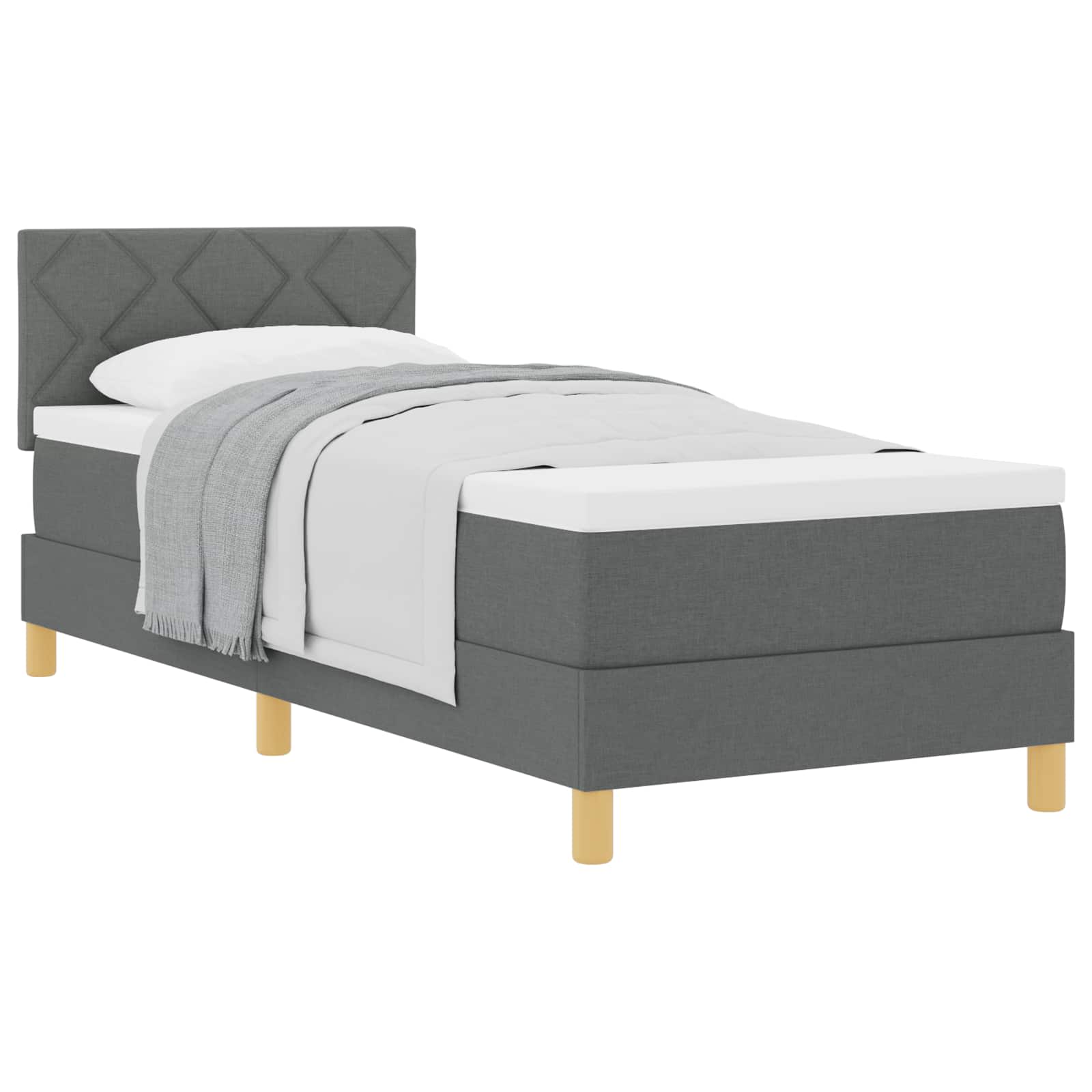 Boxspringbett mit Kissen Dunkelgrau 80 x 200 cm Stoff