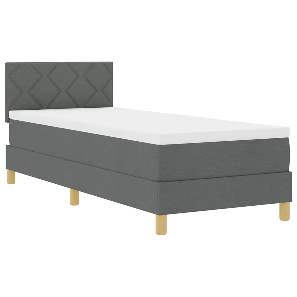 Boxspringbett mit Kissen Dunkelgrau 80 x 200 cm Stoff