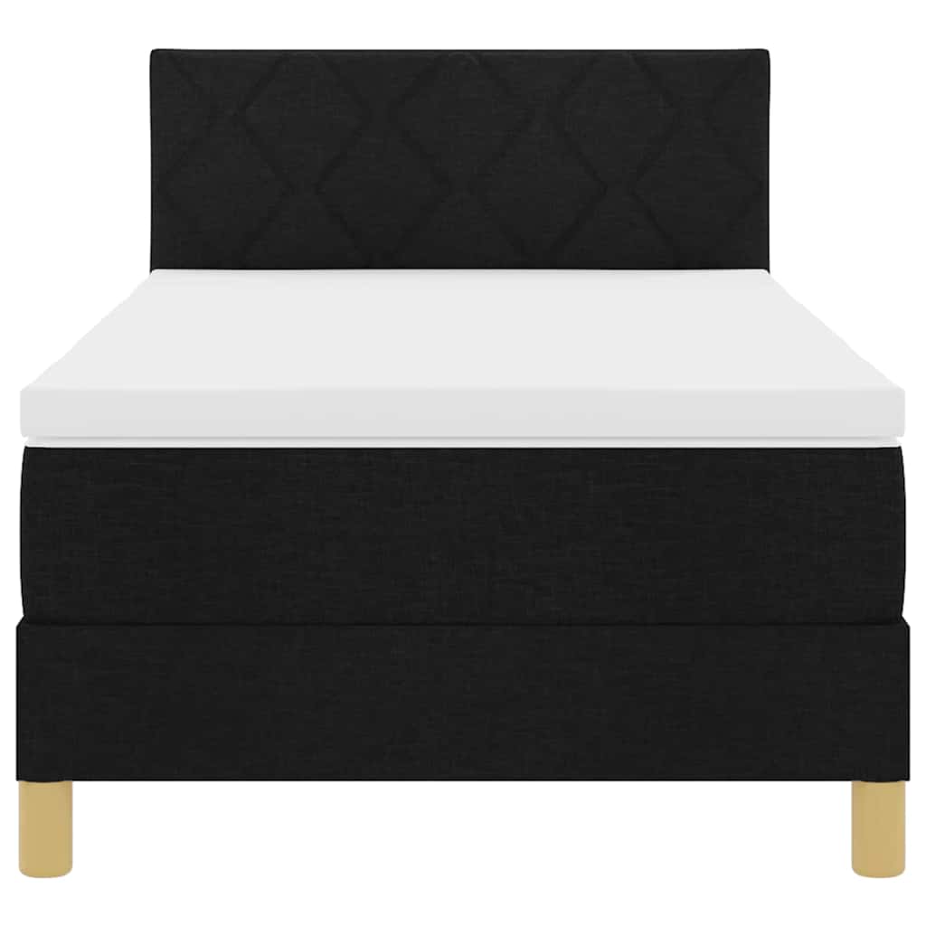 Boxspringbett mit Kissen mit Kopfteil Schwarz 90 x 190 cm Stoff