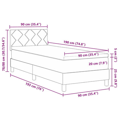 Boxspringbett mit Kissen mit Kopfteil Schwarz 90 x 190 cm Stoff