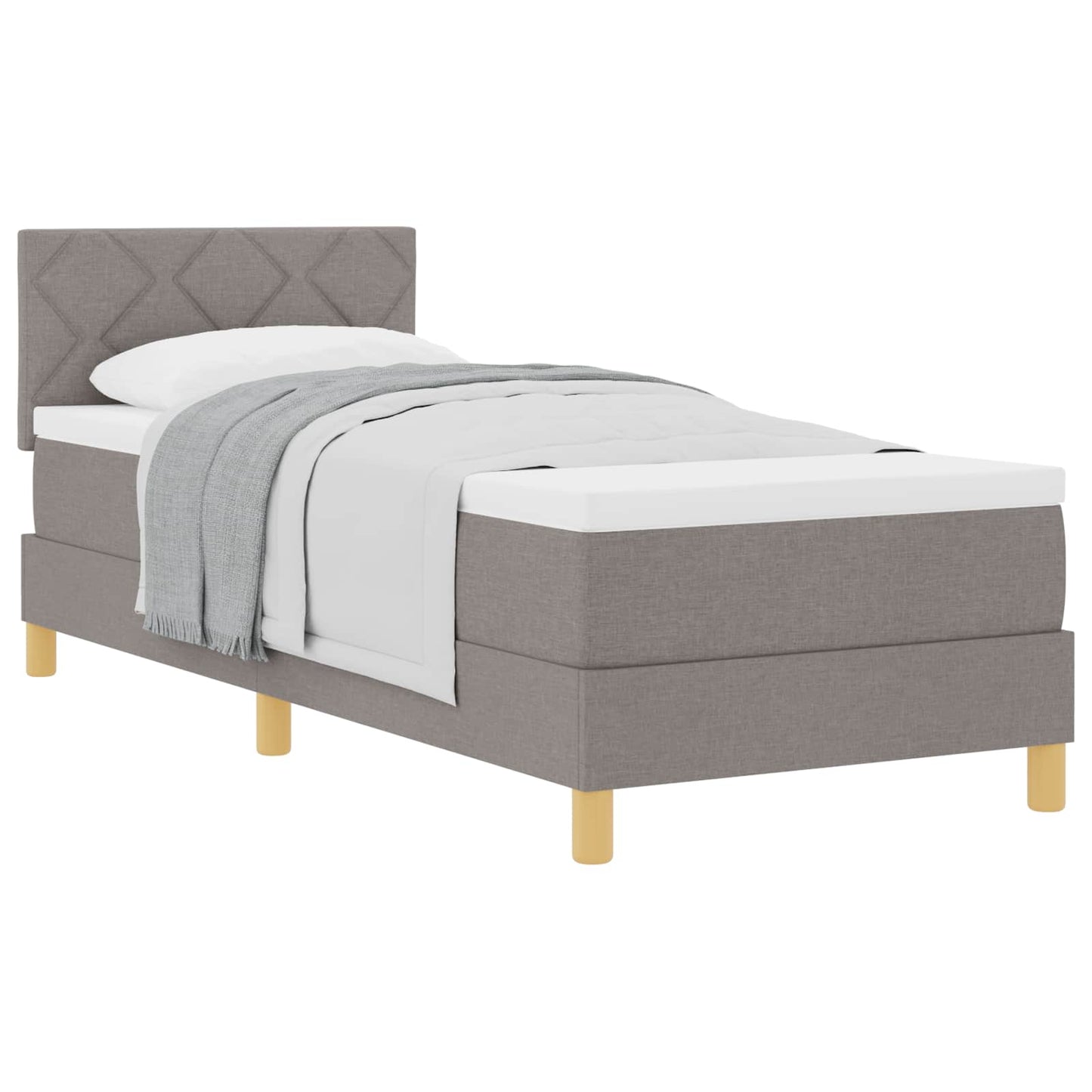 Boxspringbett mit Kissen mit Kopfteil Taupe 90 x 190 cm Stoff