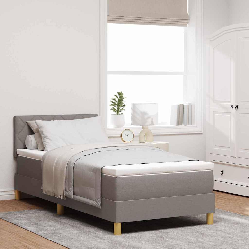 Boxspringbett mit Kissen mit Kopfteil Taupe 90 x 200 cm Stoff