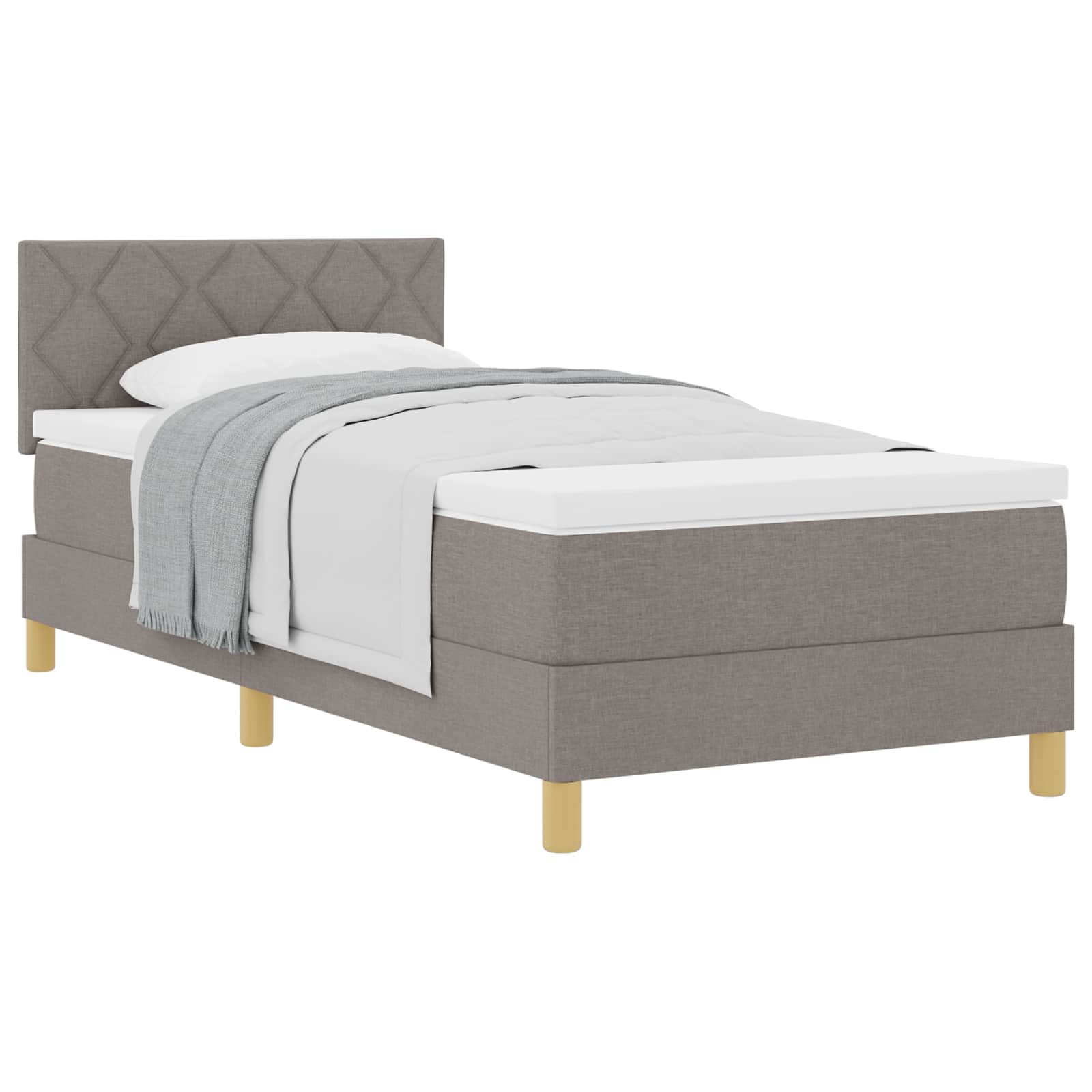 Boxspringbett mit Kissen mit Kopfteil Taupe 90 x 200 cm Stoff