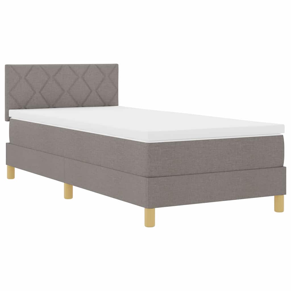 Boxspringbett mit Kissen mit Kopfteil Taupe 90 x 200 cm Stoff