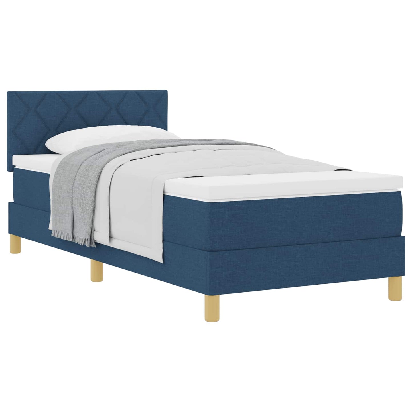 Boxspringbett mit Kissen mit Kopfteil Blau 90 x 200 cm Stoff