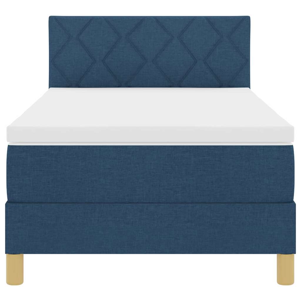 Boxspringbett mit Kissen mit Kopfteil Blau 90 x 200 cm Stoff