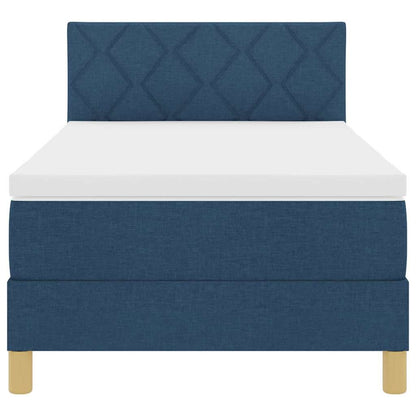 Boxspringbett mit Kissen mit Kopfteil Blau 90 x 200 cm Stoff