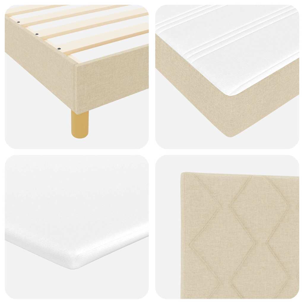 Boxspringbett mit Kissen mit Kopfteil Creme 100 x 200 cm Stoff