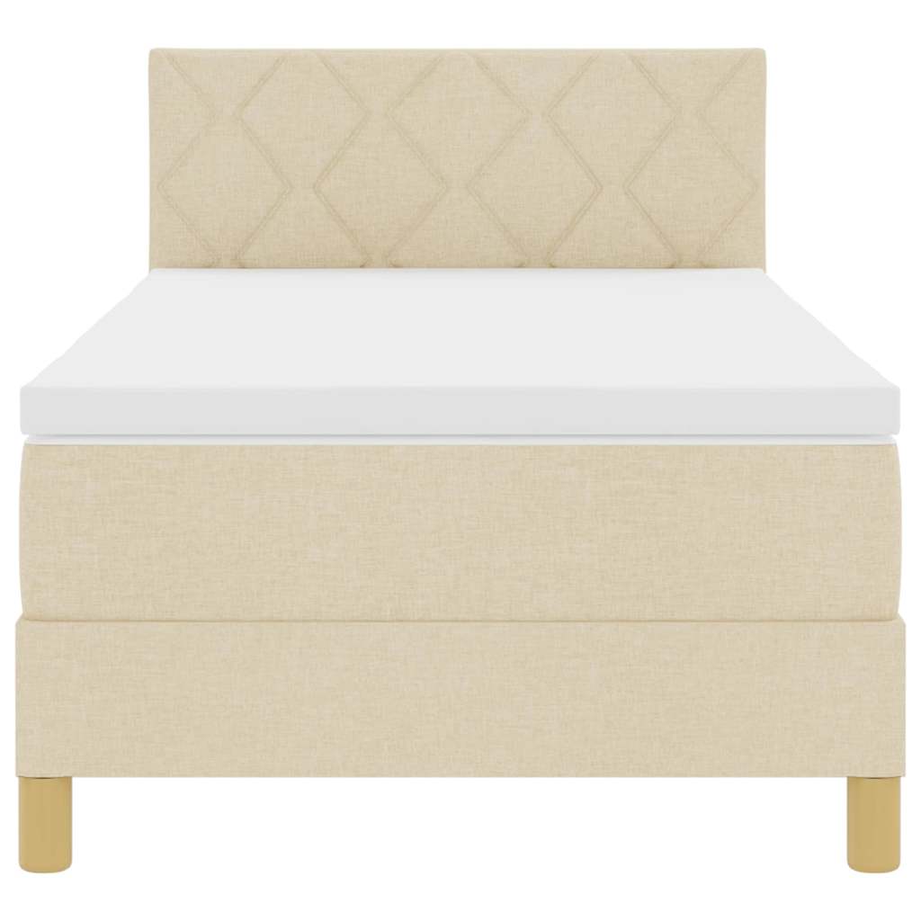 Boxspringbett mit Kissen mit Kopfteil Creme 100 x 200 cm Stoff