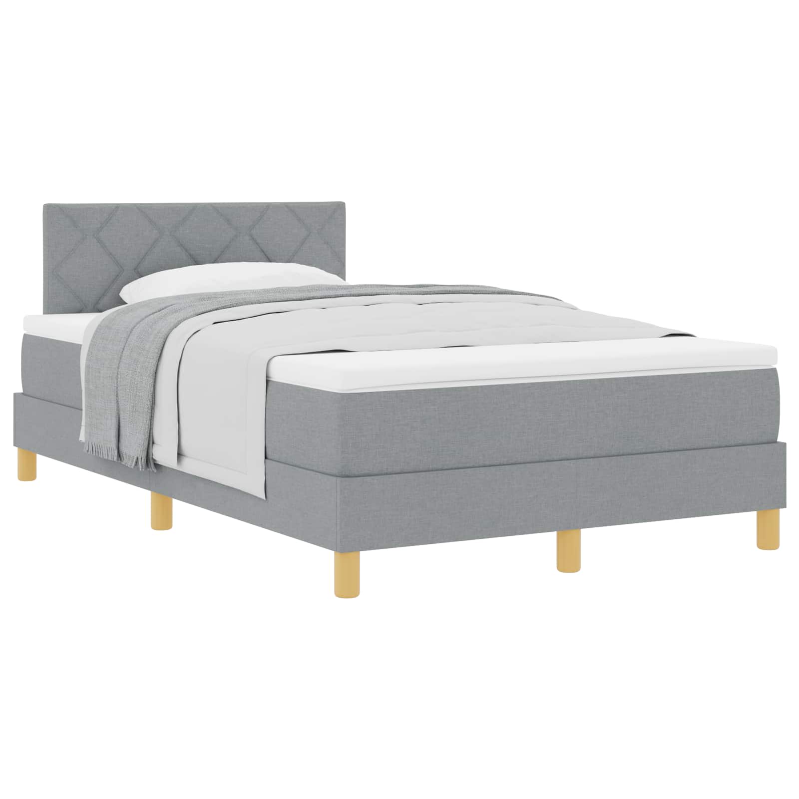 Boxspringbett mit Kissen Hellgrau 120 x 200 cm Stoff