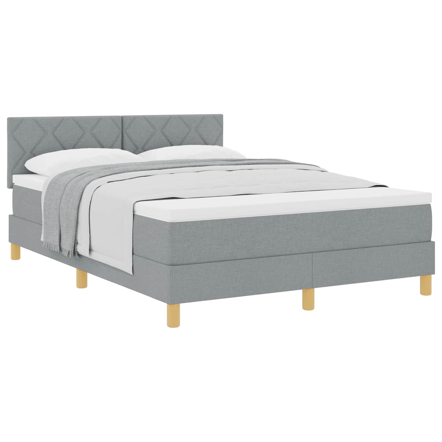Boxspringbett mit Kissen Hellgrau 140 x 190 cm Stoff