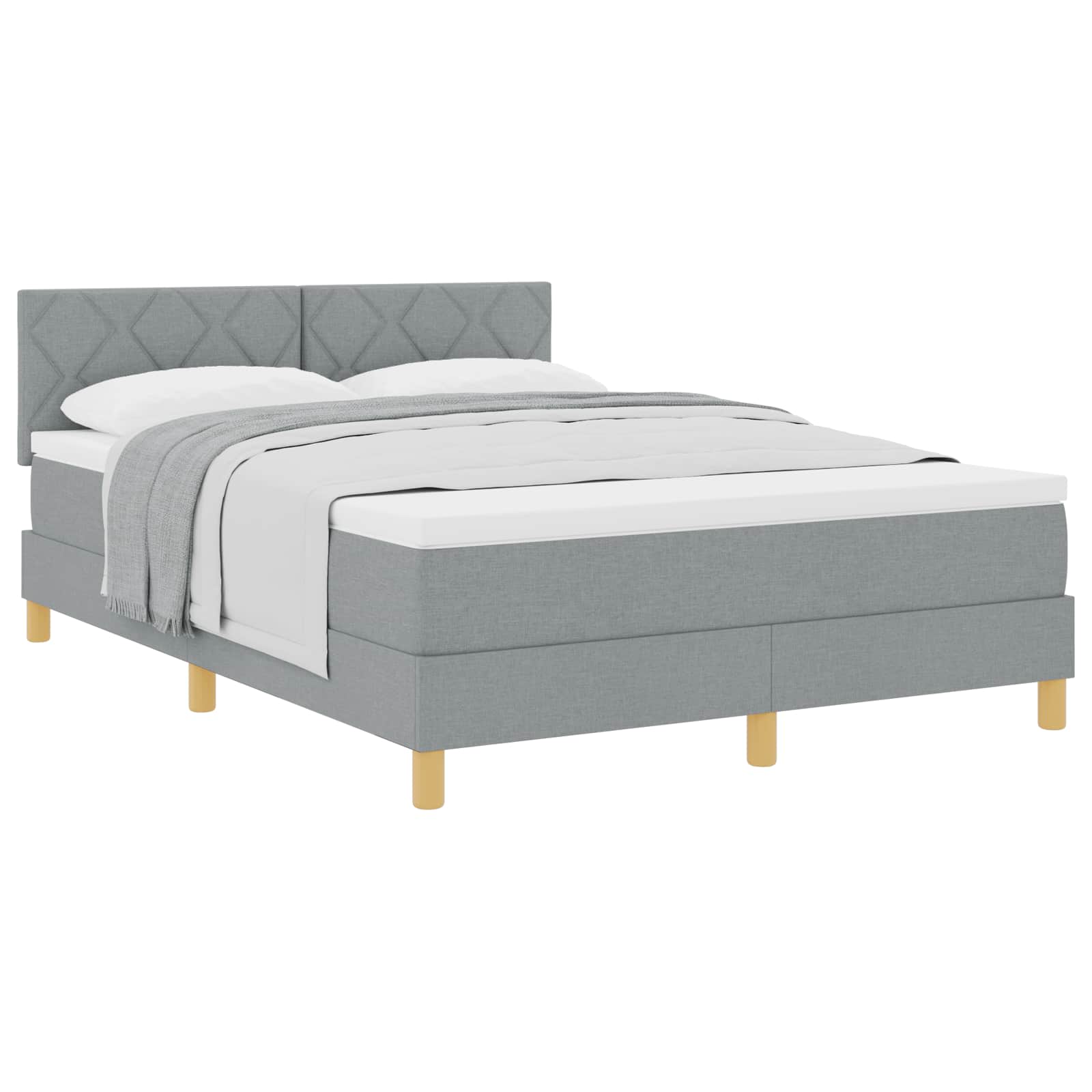 Boxspringbett mit Kissen Hellgrau 140 x 190 cm Stoff