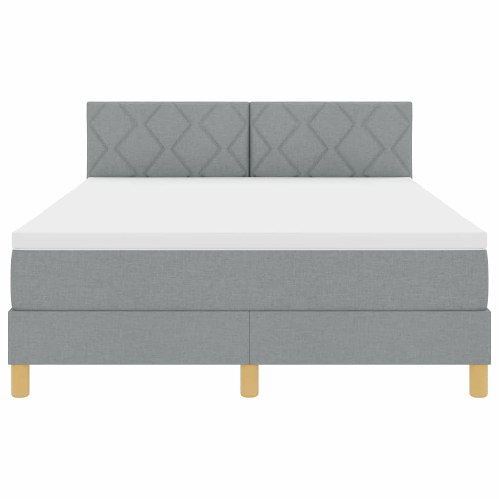 Boxspringbett mit Kissen Hellgrau 140 x 190 cm Stoff