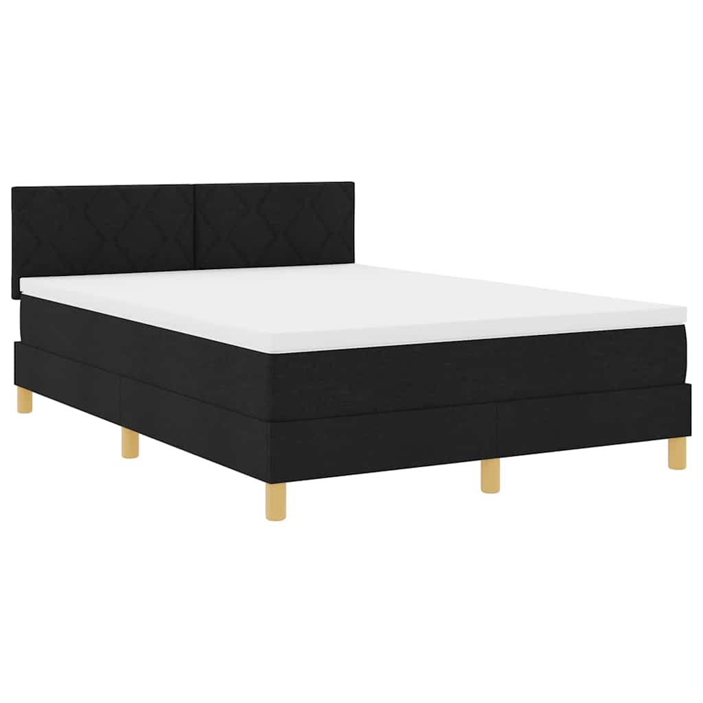 Boxspringbett mit Kissen Schwarz 140 x 190 cm Stoff