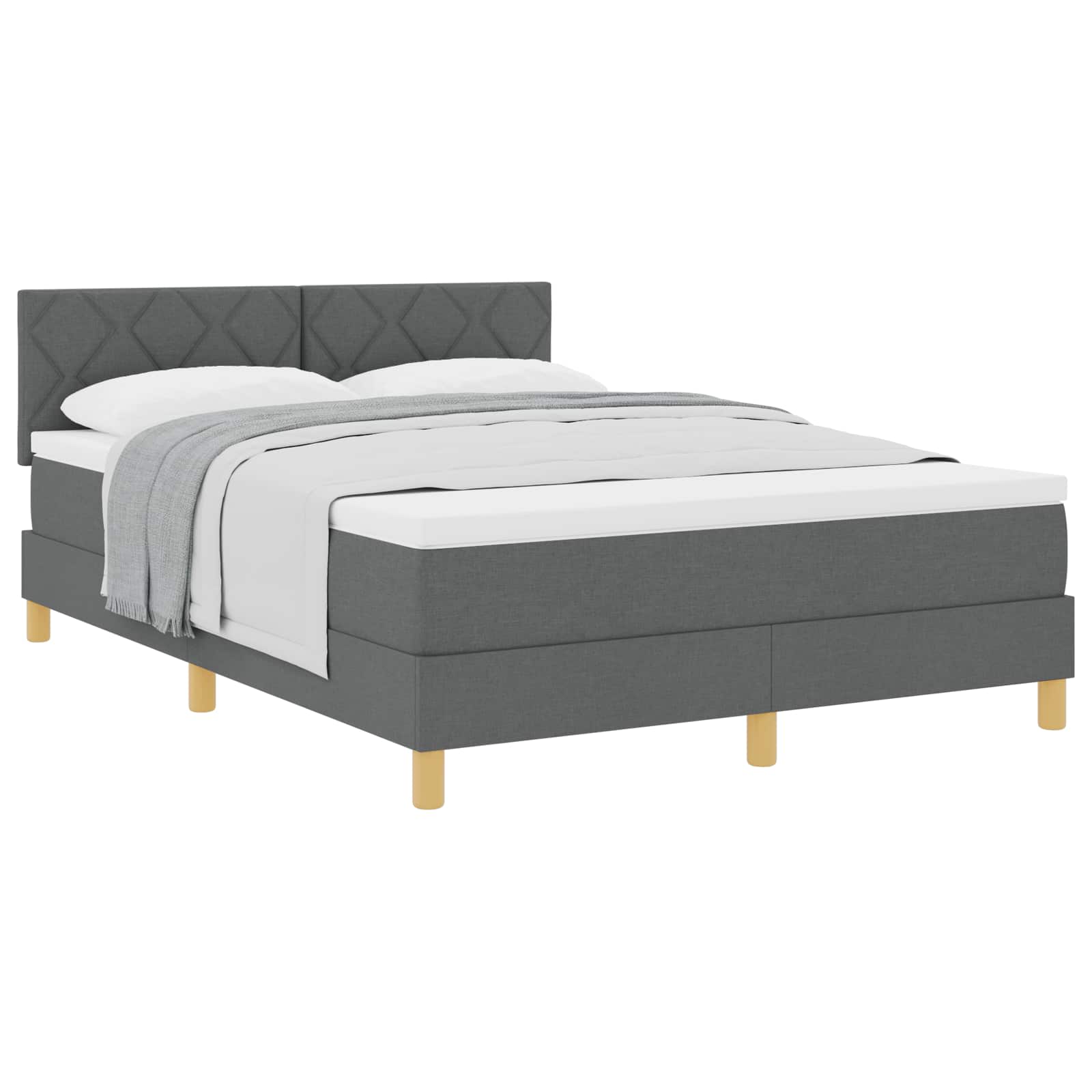 Boxspringbett mit Kissen Dunkelgrau 140 x 200 cm Stoff