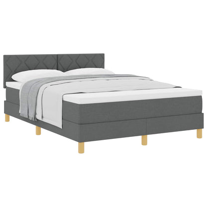Boxspringbett mit Kissen Dunkelgrau 140 x 200 cm Stoff
